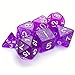 7 Die Polyhedral Dice Set - Arcane Aura (Purple Glitter) with Velvet Pouch by Wiz Dice