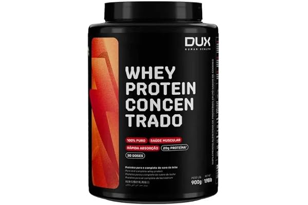 Whey Protein Concentrado Chocolate Pote 900g – Contribui para o Ganho Muscular Hipertrofia – Dux Human Health