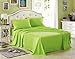 Honeymoon 1800 Brushed Microfiber Embroidered Bed Sheet Set, Ultra Soft, Queen - Lime Green
