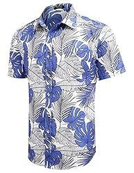 COOFANDY Men Summer Floral Shirts Cotton Short