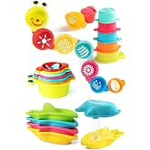 11PCS Baby Bath Toys for Kids Ages 1-3, Toddler Water Table Pool Beach Toys | Mold Free Bathtub Toys for 18+ Months Stacking Cups Floating Boats for 1+ Years Old Girls Boys Birthday Gifts