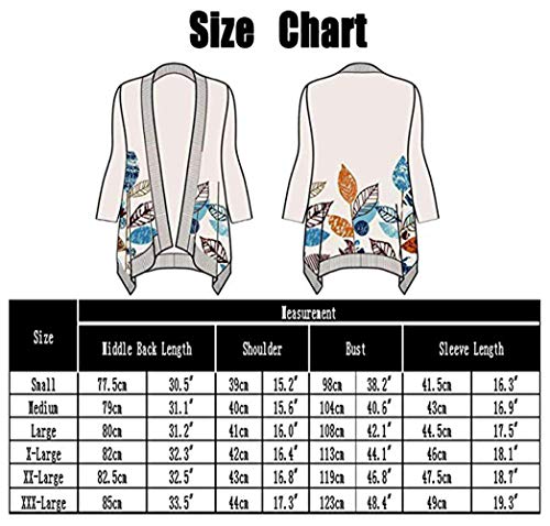 PopStore Women's Floral Print Sheer Kimono Cardigan Capes Chiffon 3/4 Sleeve Patchwork Casual Cover up Blouse Tops Beige - Thumbnail 7