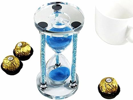 HIJOY 60 Minutes Hourglass Timer, Sandglass [Sparkly Crystal Filled Pillars] Kitchen Timer for Bookshelf, Coffee Table, Decor, Christmas Gift, Souvenir, Present Packing (Blue, 60 Min)