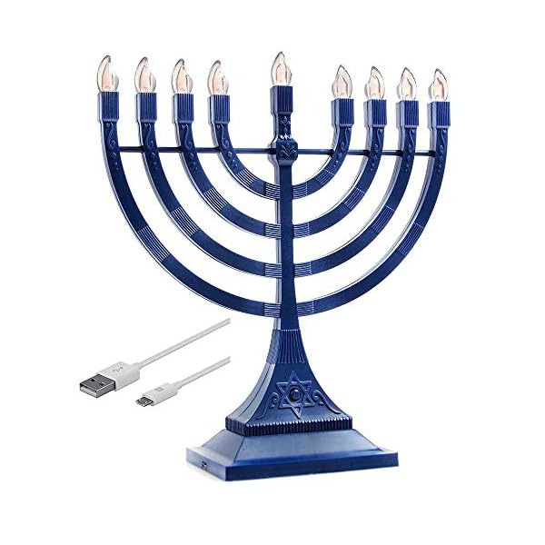 Electronic Hanukkah Menorah Powered by Batteries or USB 4' Cable