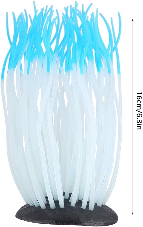 Artificial Silicone Sea Anemone Coral Aquarium Ornament, Luminous Blue, for Fish Tank Freshwater Saltwater - Image 5