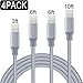 Aitaton Phone Charger,4 Pack Phone Cable (3FT 6FT 6FT 10FT) USB Syncing and Charging Cable Data Nylon Braided Cord Charger Compatible PhoneX/8/8 Plus/7/7 Plus/6/6 Plus/6s/6s Plus and More (Gray)