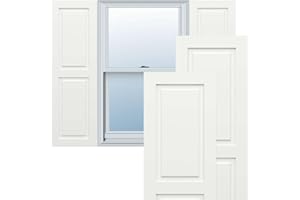 EKENA MILLWORK 12"W x 49"H True Fit PVC Two Equal Raised Panel Shutters, Unfinished (Per Pair - Hardware Not Included)