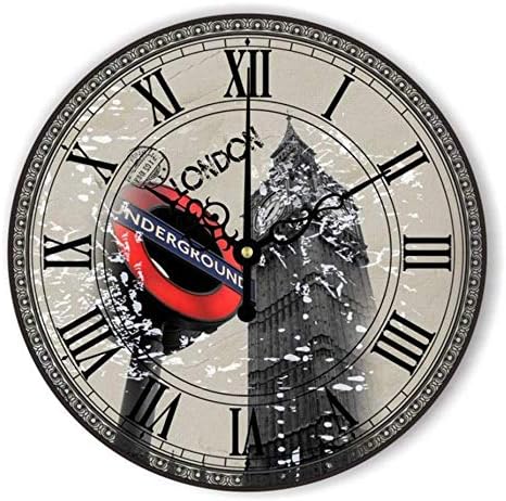 Djkaa London Big Ben Large Decorative Wall Clock Modern Design More Silent Vintage Home Decor Wall Watch Roman Number(10inch)