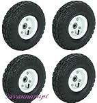 4pc-set of 10 in. Pneumatic Tires on White Wheel