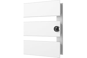 K&KALONZO Electric Towel Warmer, 18.11"*22.8" Wall-Mounted Towel Heater with Built-in Timer, Waterproof Aluminum Towel Warmer for Bathroom, Support Plug-in and Hardwired, White, K3-R-W