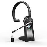 Earbay Wireless Headset with Microphone, Bluetooth Headset with USB Dongle & Charging Station, Wireless Home Office Headphone