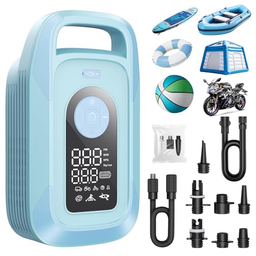 150PSI Electric Paddle Board Pump, 16000mAh Cordless Rechargeable SUP Pump with LED Light, Intelligent Triple Stage Inflation & Deflation, Auto-Off for Stand Up Paddle Boards, Surfing Kite, Tent, Boat