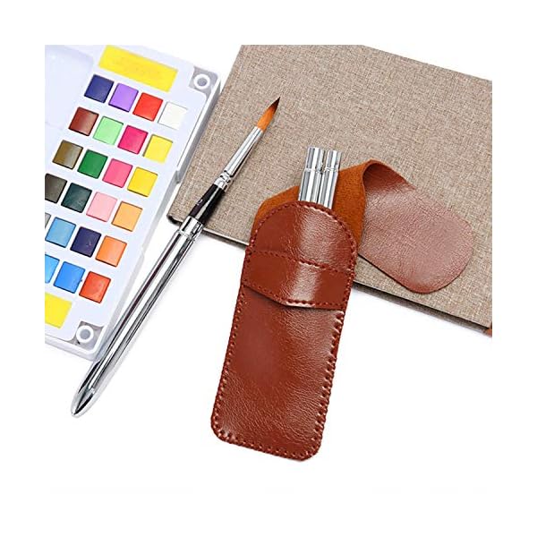 Fuumuui 3Pcs Art Travel Paint Brush Rundhaar Kurzgriff Pinsel für Acryl Öl und Aquarell – Bild 5
