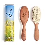 100% Pure Goat Hair Baby Brush for Newborn and Toddler, Soft and Gentle, Pear Wood Handle with Engraved Butterfly, Made in Germany, Heirloom Quality, by Desert Breeze Distributing