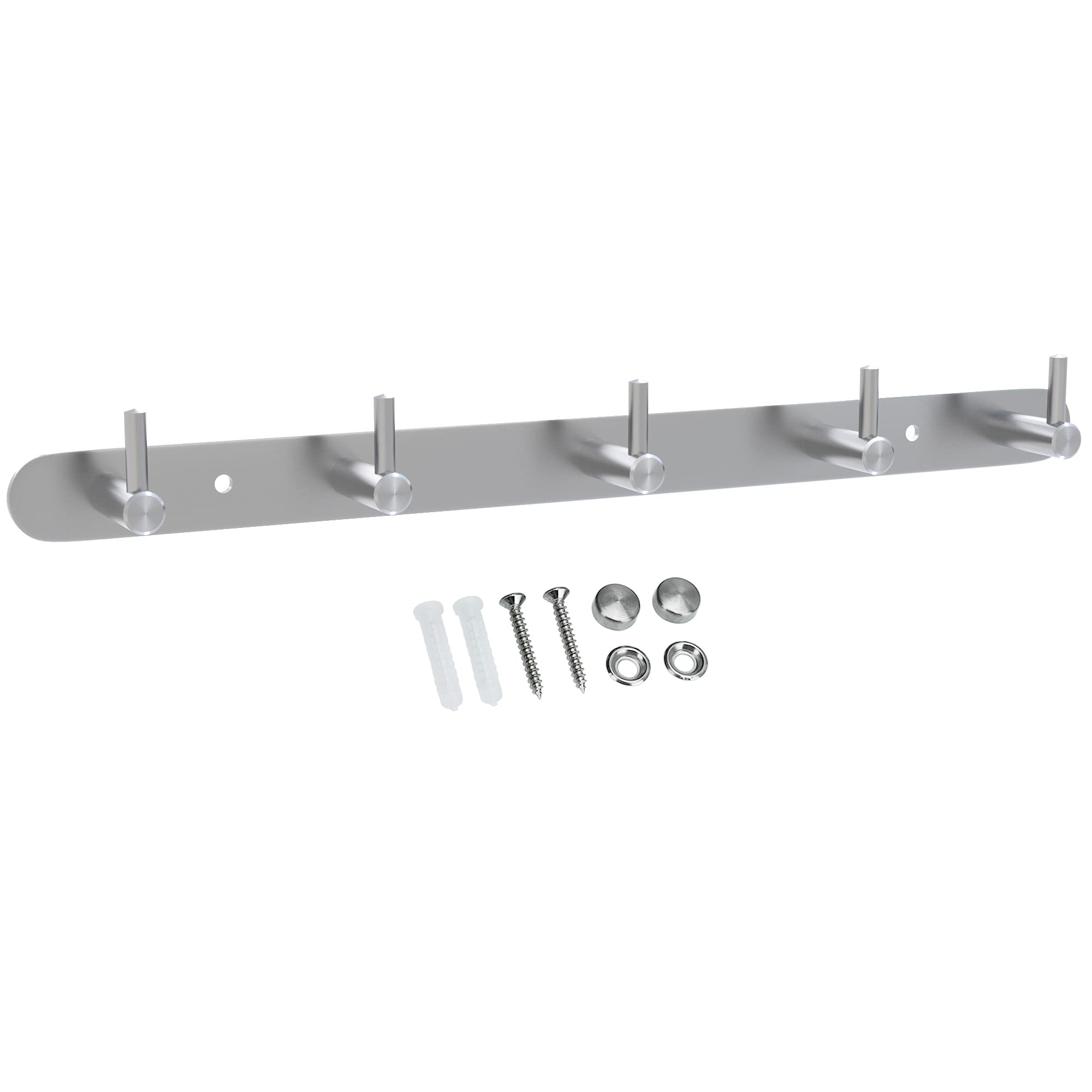 INTIRILIFE Stainless steel coat rack Modell B - 5 Hooks - coat hook rack wall mount wall hook wardrobe in 5 different designs