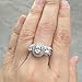 Newshe 1.8Ct Oval Three Stone White Cz Blue 925 Sterling Silver Wedding Engagement Ring Set
