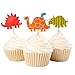 Betop House Set of 24 Pieces Cute Animals Giraffe Elephant Lion Zebra Dinosaurs Dessert Muffin Cupcake Toppers for Picnic Wedding Baby Shower Birthday Party Server