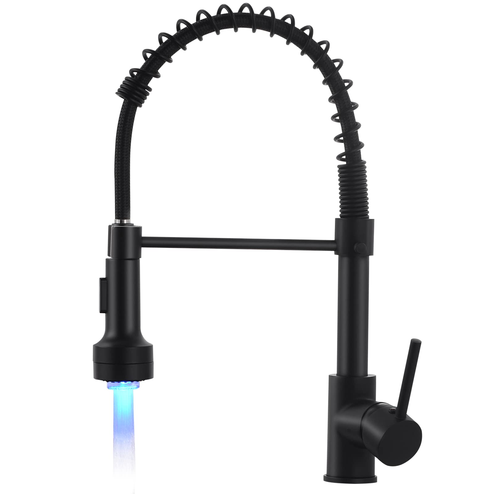 AIMADI Kitchen Tap Black LED Kitchen Tap with Shower 360° Swivel Mixer Tap Spiral Spring Tap
