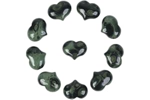 Justinstones Natural Kambaba Jasper Gemstone Healing Crystal 1 inch Mini Puffy Heart Pocket Stone Iron Gift Box (Pack of 10)