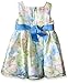 Sweet Heart Rose Girls' Striped Organza Box Pleated Dress with Ribbon at Waist