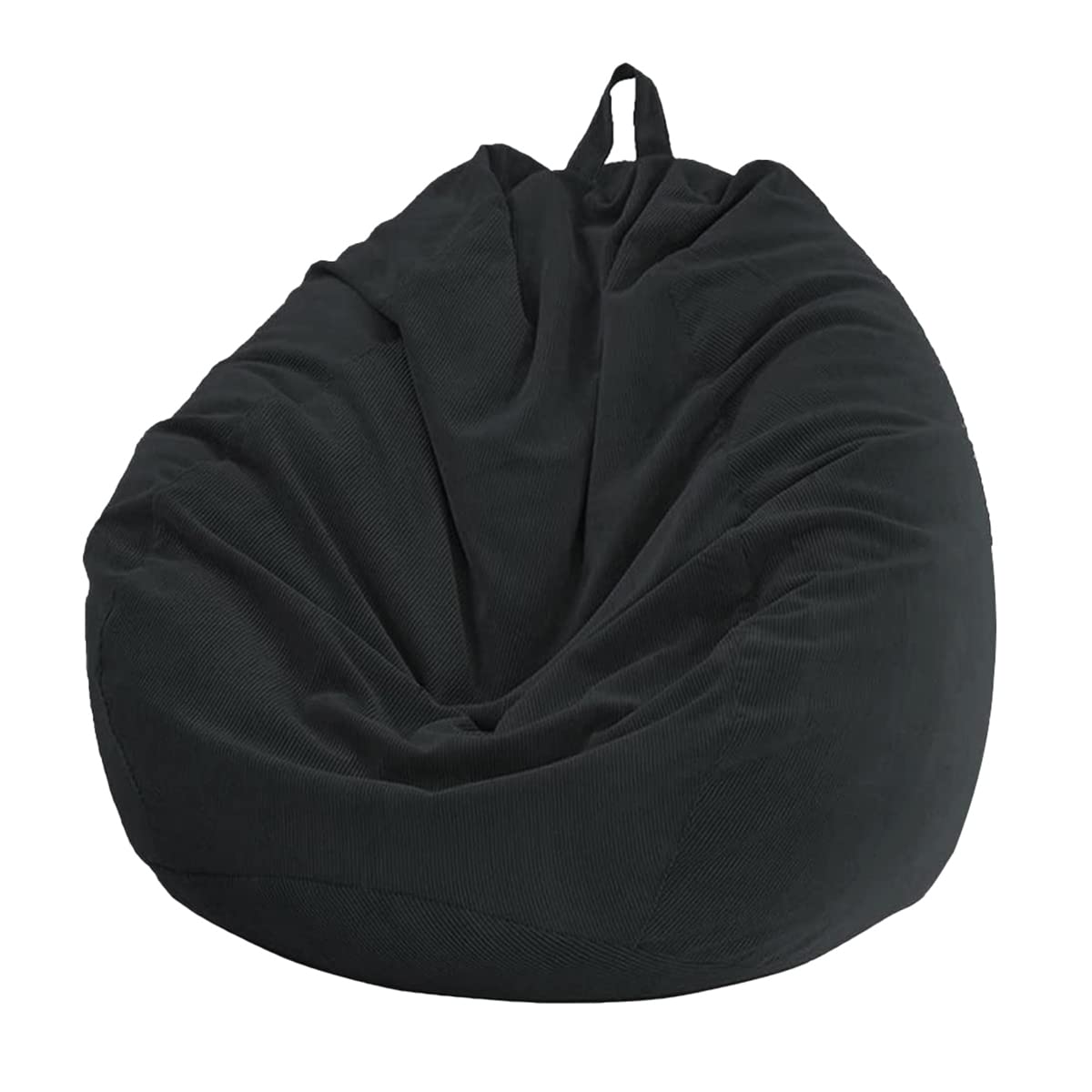 Chickwin - Bean Bag Chair Cover - Corduroy Bean Bag Chair Without Filling - For Outdoor and Indoor Relaxation, Lounge Chair, Bedroom Cushion - Black - 70 x 80 cm