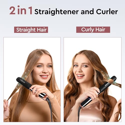 UNOISETION Flat Iron Hair Straighteners for Women with Negative Ion Hair Care, Advance 3D Floating Plates with Vibration, 15S Fast Heating, Up to 260°C, Hair Straighteners and Curlers in One