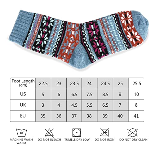 Women Winter Socks Warm Womens Socks Wool Socks Gift Socks Warm for Women Vintage Casual Crew Socks 5 Pairs