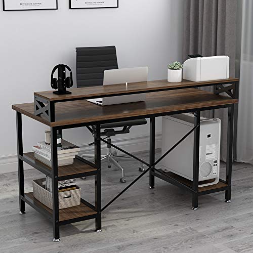 Tribesigns Computer Desk with Storage Shelves, 55 inch Large Modern