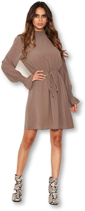 high neck skater dress