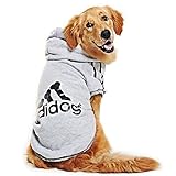 Eastlion adidog Large Dog Warm Hoodies Coat Clothes Sweater Pet Puppy T Shirt Gray 5XL