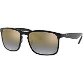 Ray-Ban RB4264 Chromance Square Sunglasses | Ray-Ban Sunglasses for Men - Crystal Polarized Designer Sunglasses with Adjustable Nose Pads