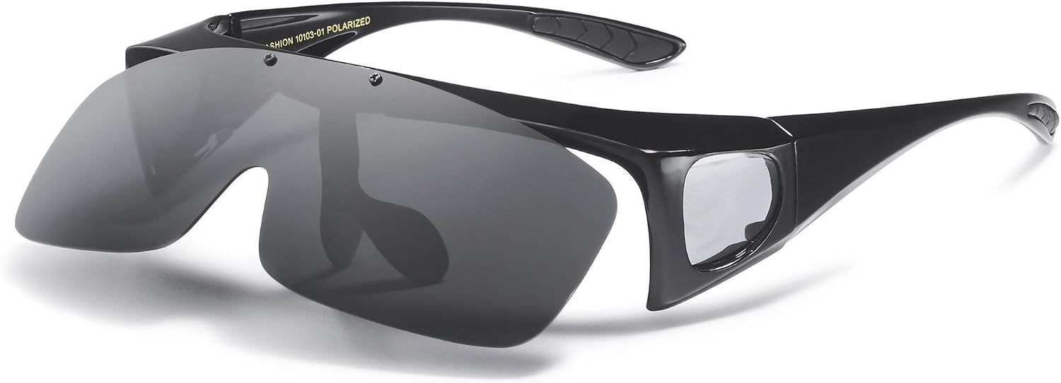 thumbnail image 2 of Polarized Flip Up Fit Over Sunglasses Anti Glare UV400 For Prescription RX Night Driving 2 of 6