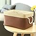 TheWarmHome Fabric Basket with Lined Large Storage Basket Baby Basket Toy Box,Brown Patchwork,16