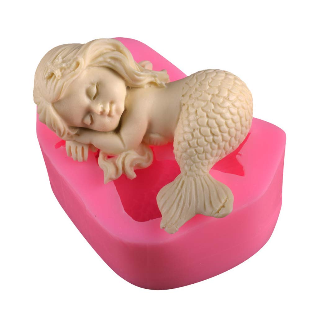 Macabolo Mermaid Cake Decorating Food Grade Silicone Jello Sugar Chocolate Fondant Moulds Baking Tools for Mermaid Theme Cake Decoration