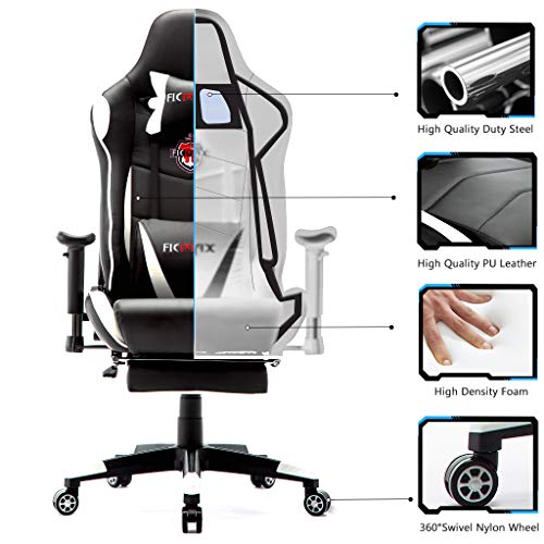 Ficmax Massage Gaming Chair Reclining Computer Gaming Chair with