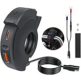 KEEDIN Motorcycle USB Charger, 30W PD + 18W QC3.0, Ultra-Thin Waterproof Dual Port Type-C& USB-A Fast Charger, SAE to USB Adapter for Phone/Tablet/GPS, Compatible with 12V-24V Motorcycles, ATVs, Boats