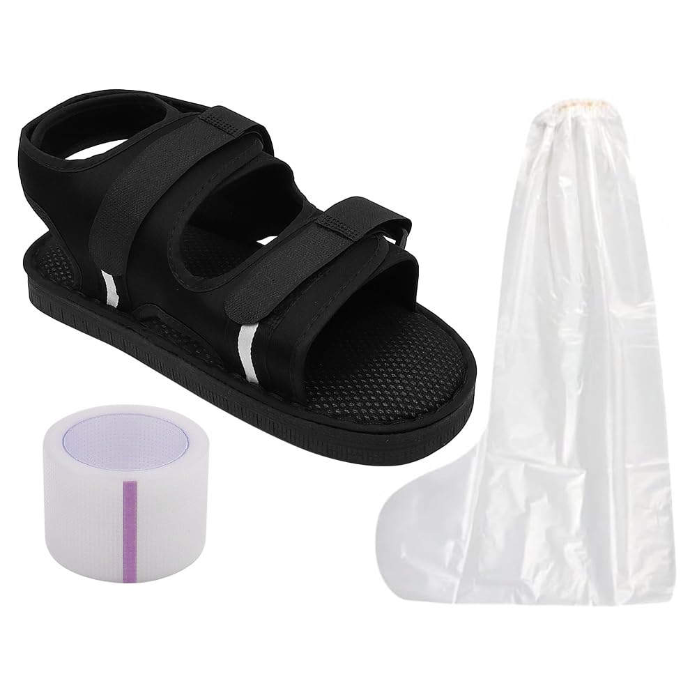 Sarini Orthopedic Post-Op Shoe For Broken Foot Toe Walking Cast Boot Stress Fracture Brace Sandal Adjustable Strap Left Right Foot (M)