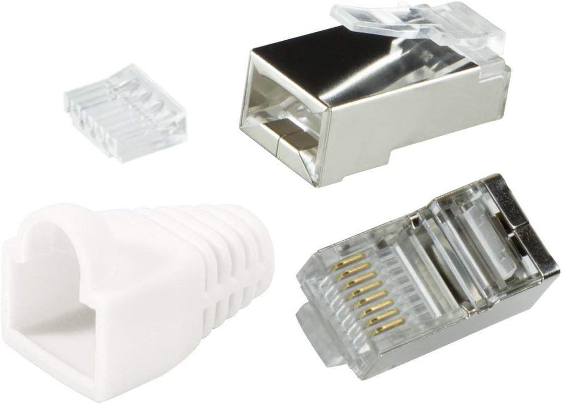 odedo RJ45 Crimp Connector CAT 6 Metal Shielded with Threading Aid and Kink Protection Sleeve Network Connector Crimp Connector (20