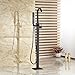 Zovajonia Oil Rubbed Bronze Floor Mounted Bathtun Filler Shower Faucets Set Free Standing Single Handle Tub Mixer Taps with Hand Shower