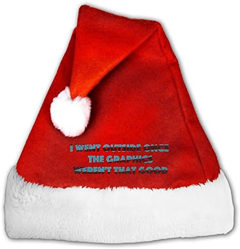 FunnyLaury I Went Outside Once The Graphics Weren't That Good Santa Hat Velvet Christmas Hat