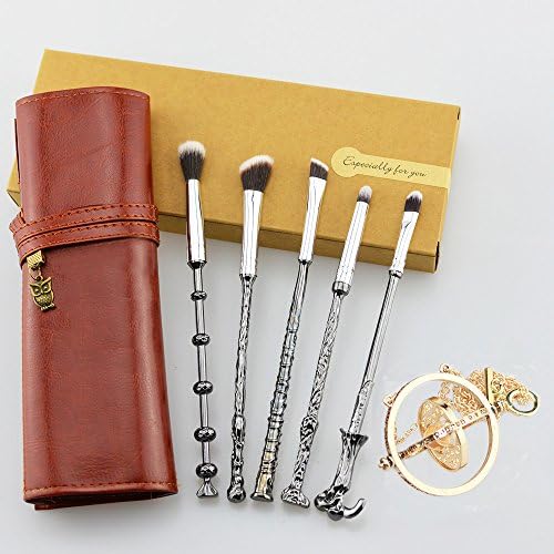 VLeek LESH 5pcs Wizard Wand Makeup Brush set, Best Gift, Wizardry and Witchcraft Eyeshadow Brushes &amp; Faux Leather Makeup Brush Cover