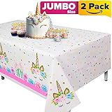 Unicorn Tablecloth, Set of 2 unicorn table cloth for birthday party, Extra-Large 108â€ x 54â€ Disposable Unicorn Table Cover, Ideal Party Supplies for Unicorn Themed Baby Shower Decorations and Unicorn Birthday Decoration for Girls