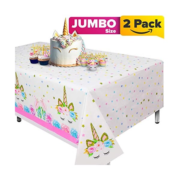 ExtraLarge 2 Packs Unicorn Tablecloth, Unicorn Table Cloth for