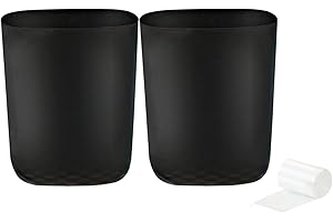Feisco 2 Pack Small Trash Can for Bathroom with 120 Counts of Trash Bags,2.4 Gallon Bathroom Trash Can Wastebasket Garbage Co