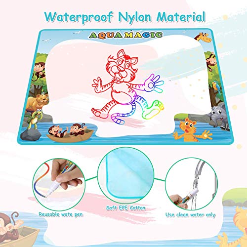 control future Aqua Magic Mat - Large Size Water Drawing Mats Kids Toys Painting Writing Magic Board, Aquadoodle Color Pad with Magic Pen for 3 4 5 6 7 8 Years Old Boy Girl Educational Toys Gift
