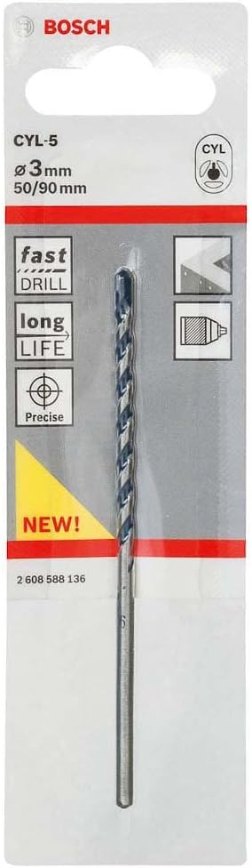 Bosch Professional 1x CYL-5 Concrete Drill Bit Ø3 x 90 mm Robust Line