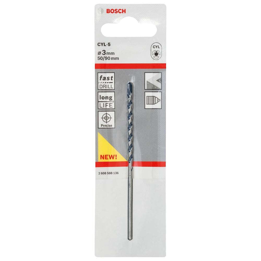 Bosch Professional 1x CYL-5 Concrete Drill Bit (for Concrete, Ø 3 x 90 mm, Robust Line, Accessories for Impact Drills)