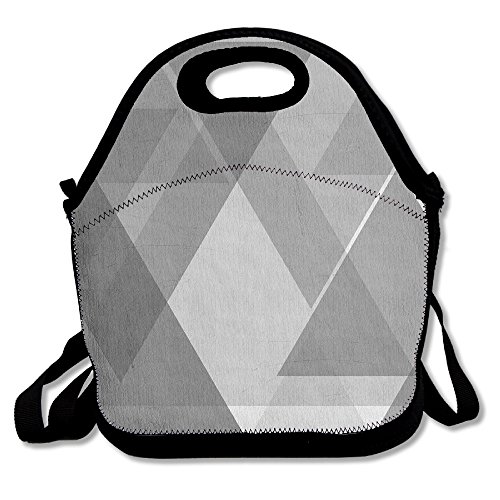 Ryskeco Black Triangle Pattern Portable Reusable Lunch Tote Bags For Women, Teens, Girls, Kids, Baby, Adults,Work, Office, School Or Gym