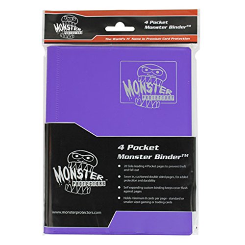 Monster Binder - 4 Pocket Matte Purple Album - Holds 160 Yugioh, Magic, and Pokemon Cards