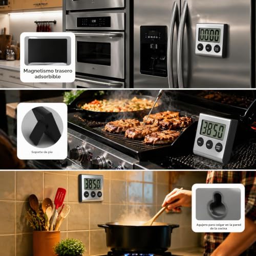 Kitchen Timer, Digital Kitchen Timer Clock Magnetic Mini Stopwatch Timer Kitchen Countdown 99 Minutes 59 Seconds Steel for Baking, Study Training